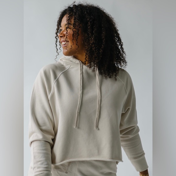 Piper & Scoot Hansel Cropped Hoodie in Bone - Picture 6 of 7